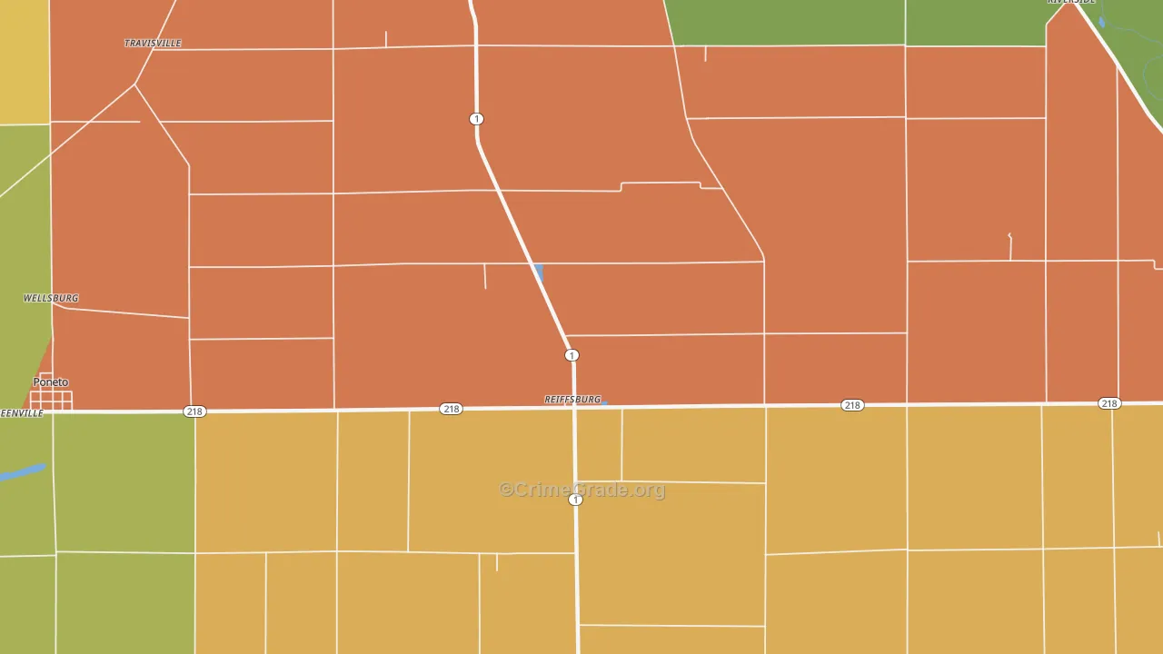 Reiffsburg, IN Map of Murder Rates