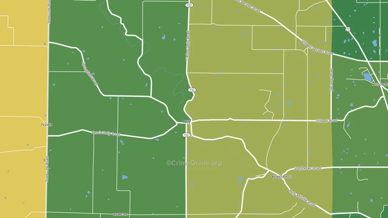 Reily, OH Map of Murder Rates