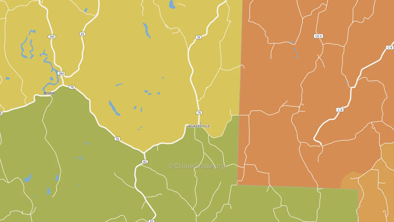 Reinersville, OH Map of Murder Rates