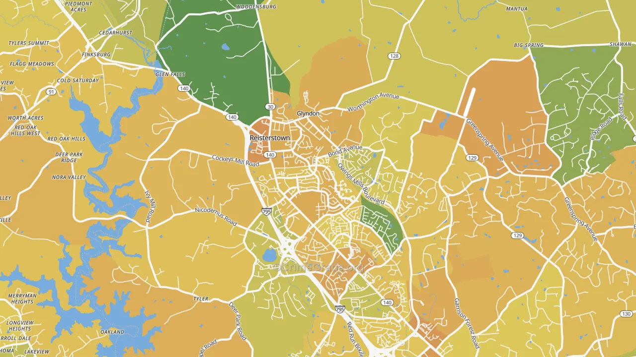 Reisterstown, MD Map of Murder Rates