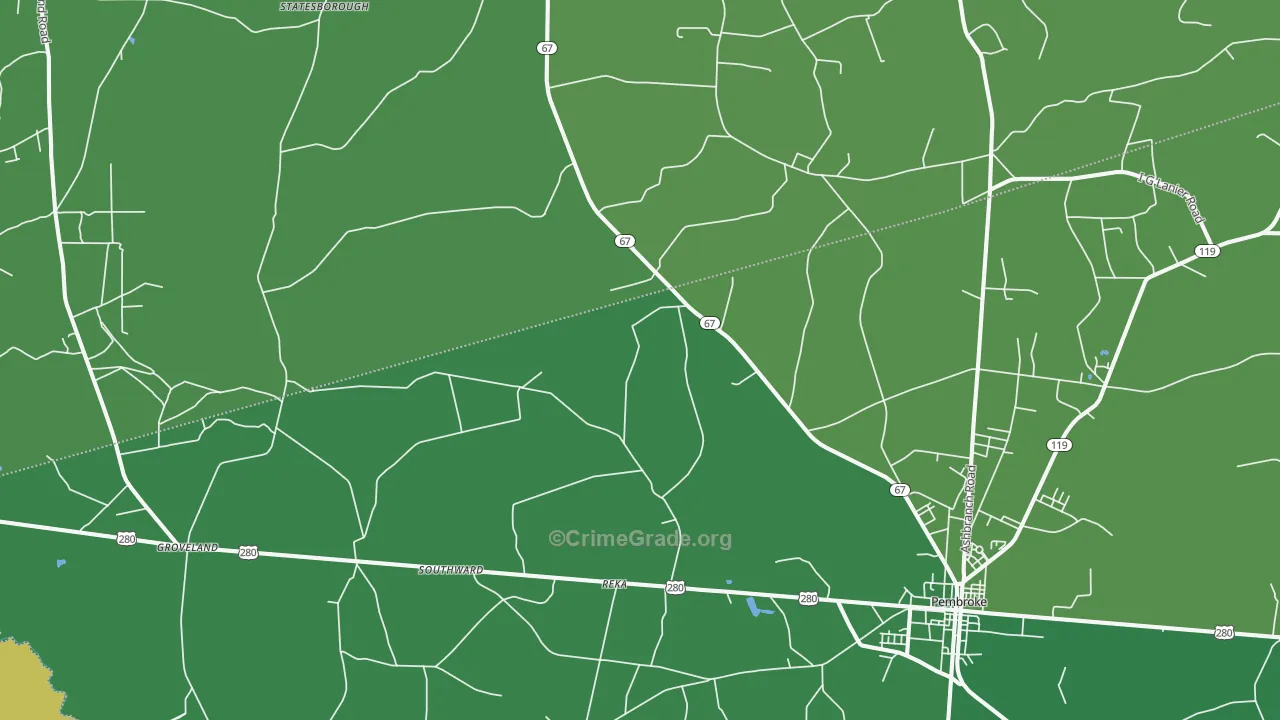Reka, GA Map of Murder Rates