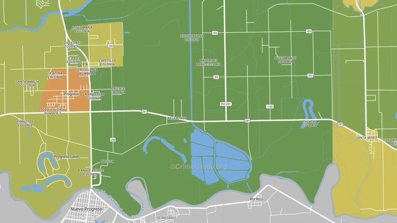 Relampago, TX Map of Murder Rates