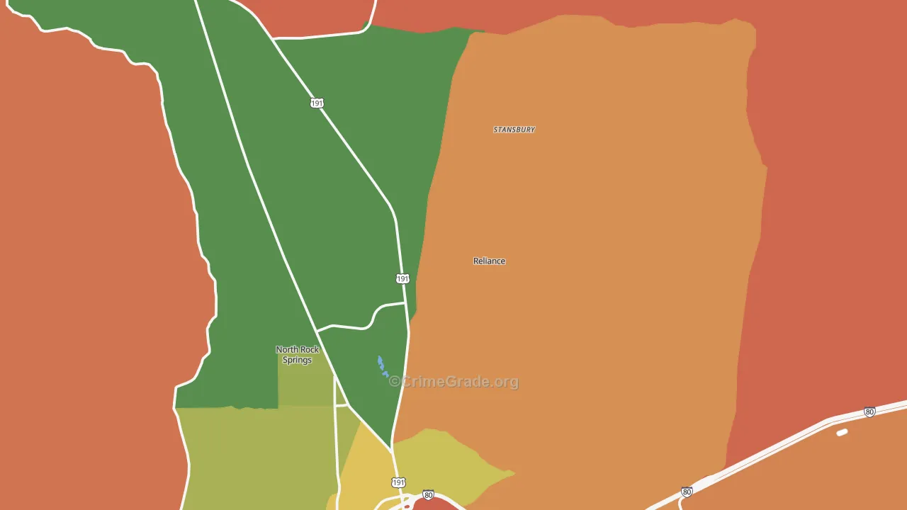 Reliance, WY Map of Murder Rates