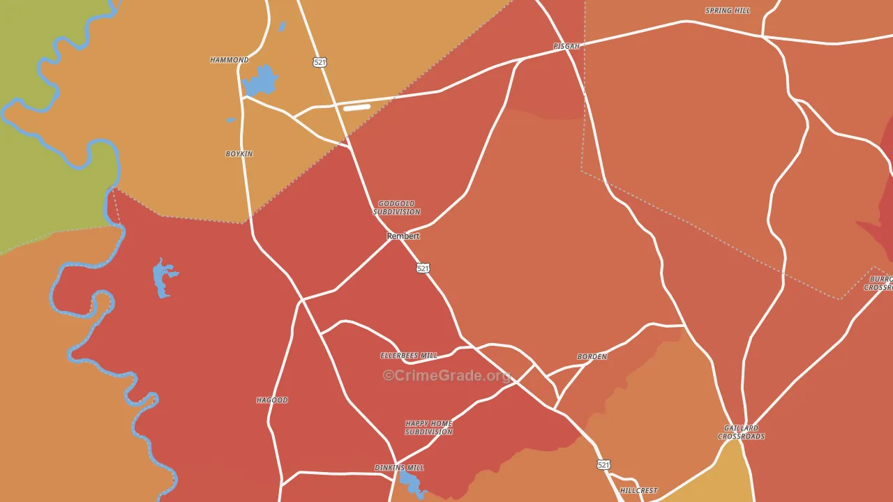 Rembert, SC Map of Murder Rates