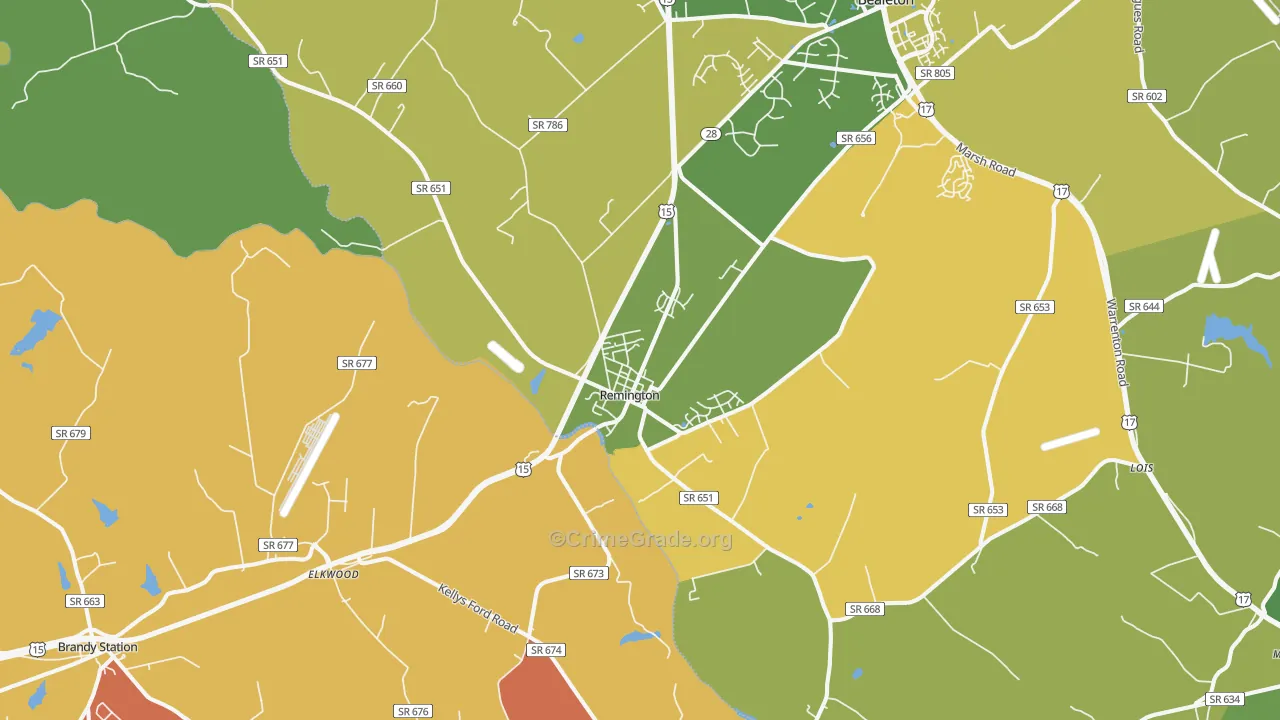 Remington, VA Map of Murder Rates