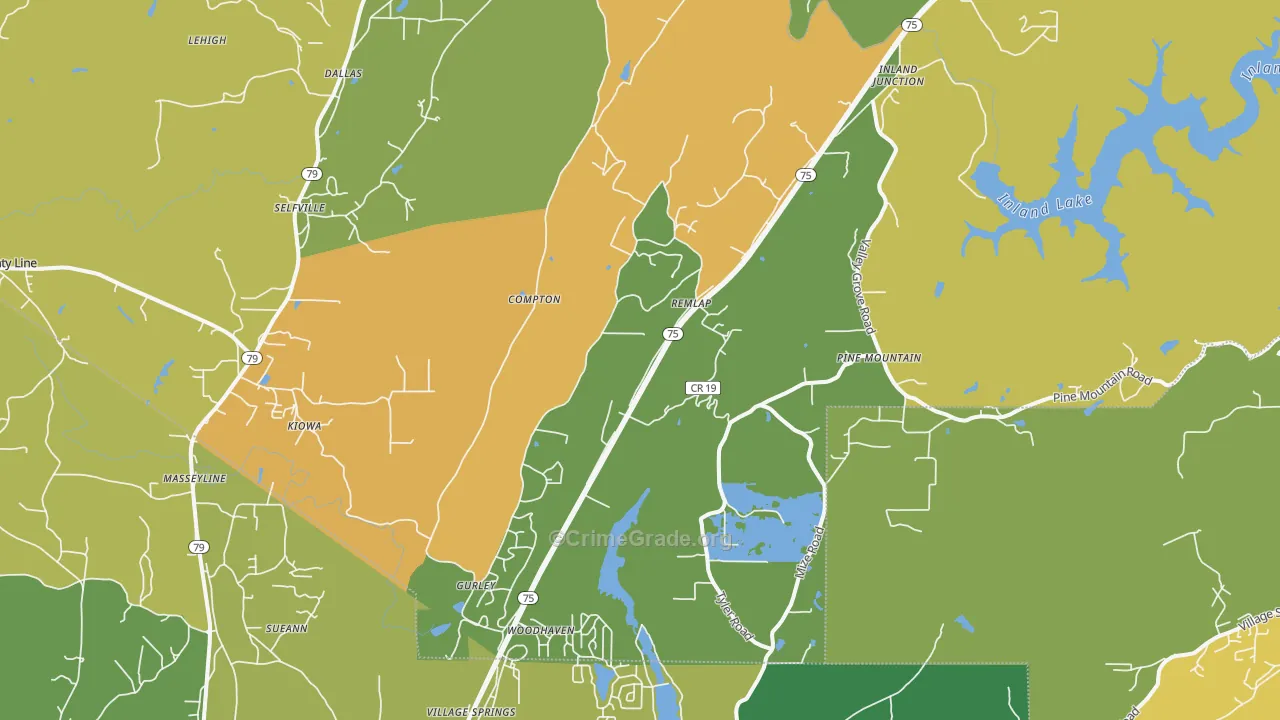 Remlap, AL Map of Murder Rates