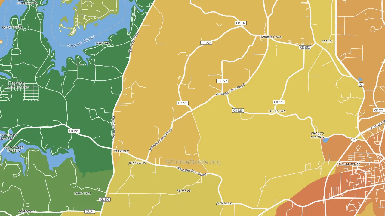 Renfroe, AL Map of Murder Rates