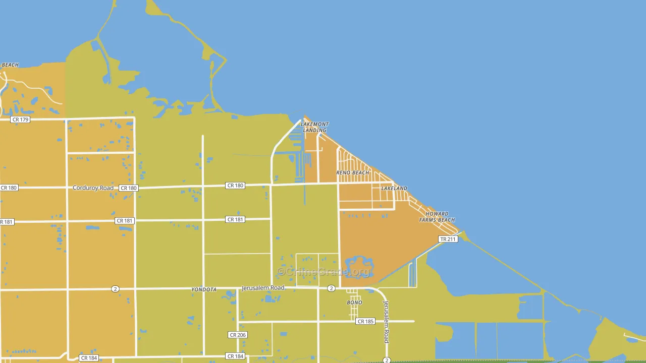 Reno Beach, OH Map of Murder Rates