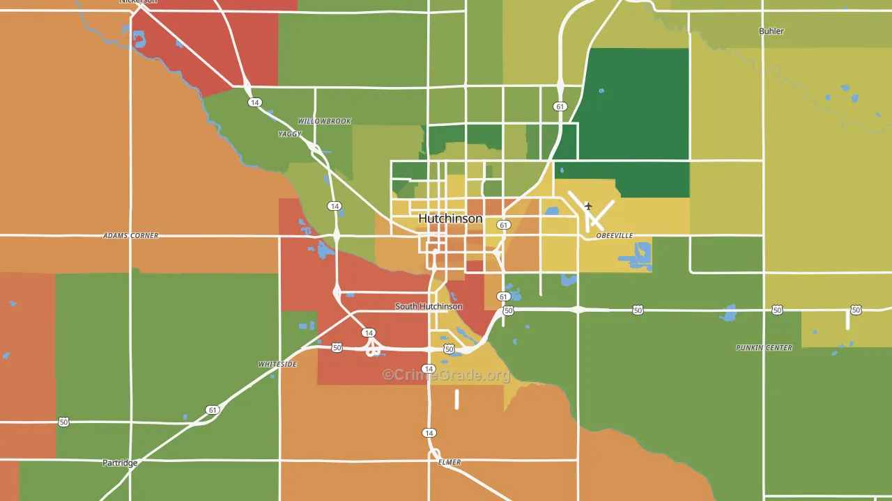 Reno County, KS Map of Murder Rates