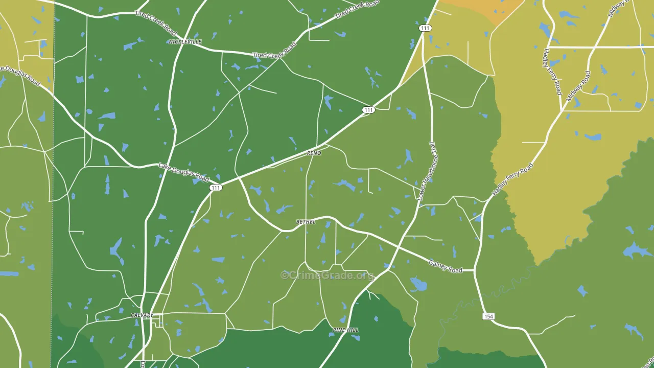 Reno, GA Map of Murder Rates