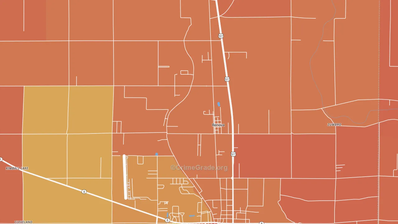 Renova, MS Map of Murder Rates