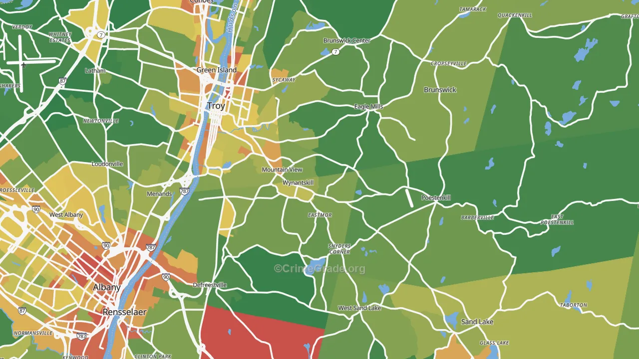 Rensselaer County, NY Map of Murder Rates