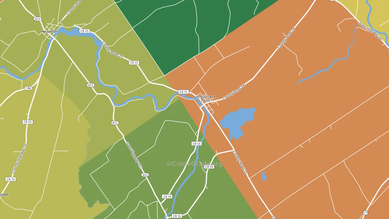 Rensselaer Falls, NY Map of Murder Rates
