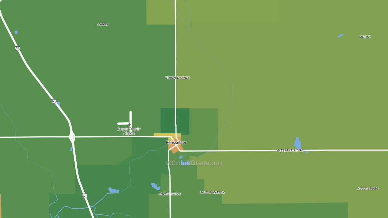 Rensselaer, IN Map of Murder Rates