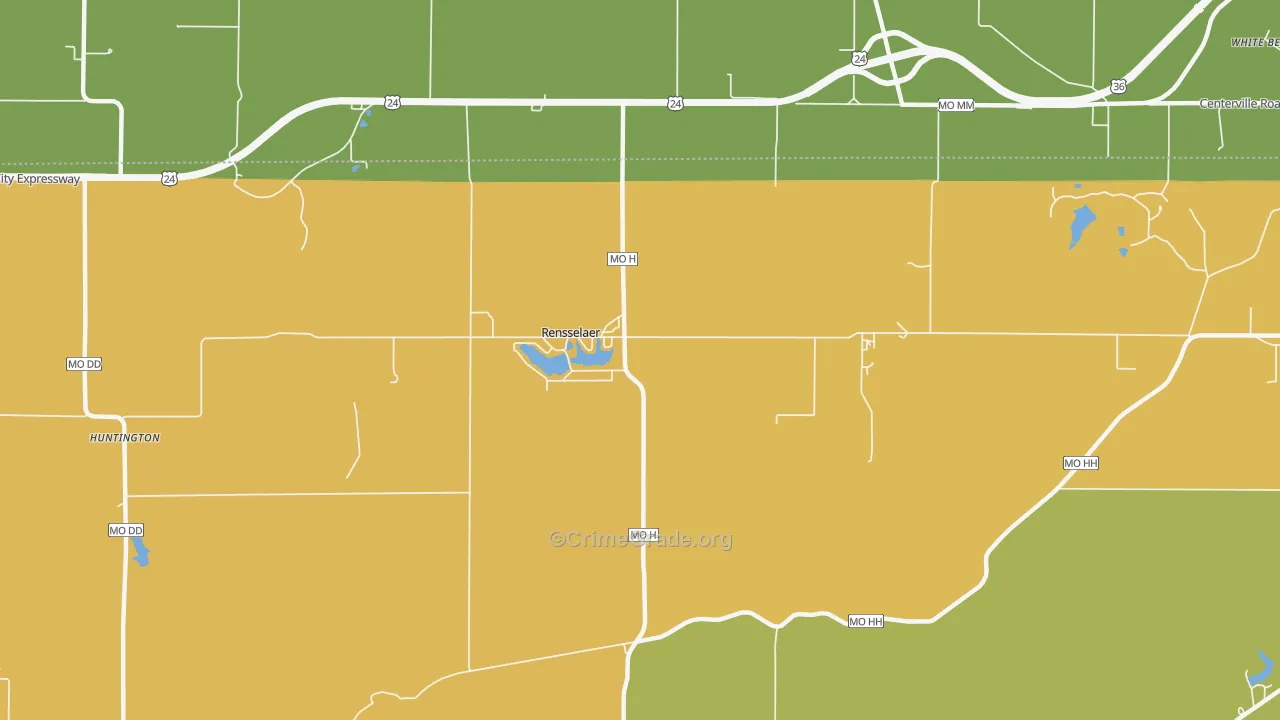 Rensselaer, MO Map of Murder Rates