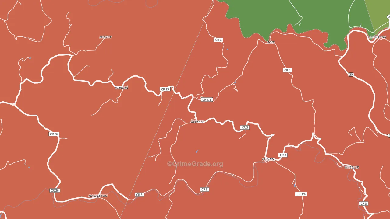 Replete, WV Map of Murder Rates
