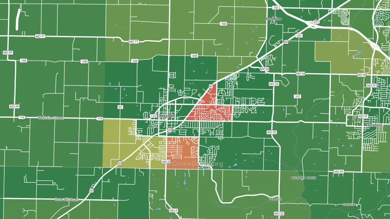 Republic, MO Map of Murder Rates