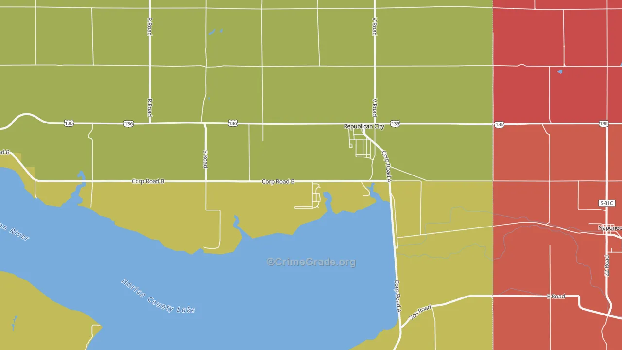 Republican City, NE Map of Murder Rates