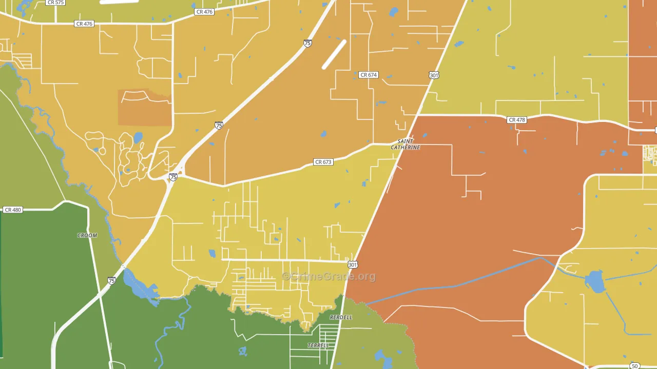 Rerdell, FL Map of Murder Rates