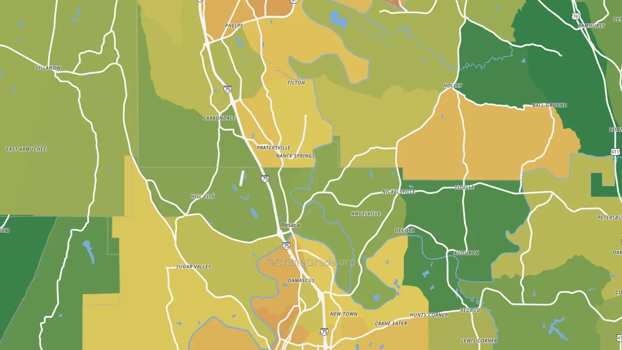 Resaca, GA Map of Murder Rates