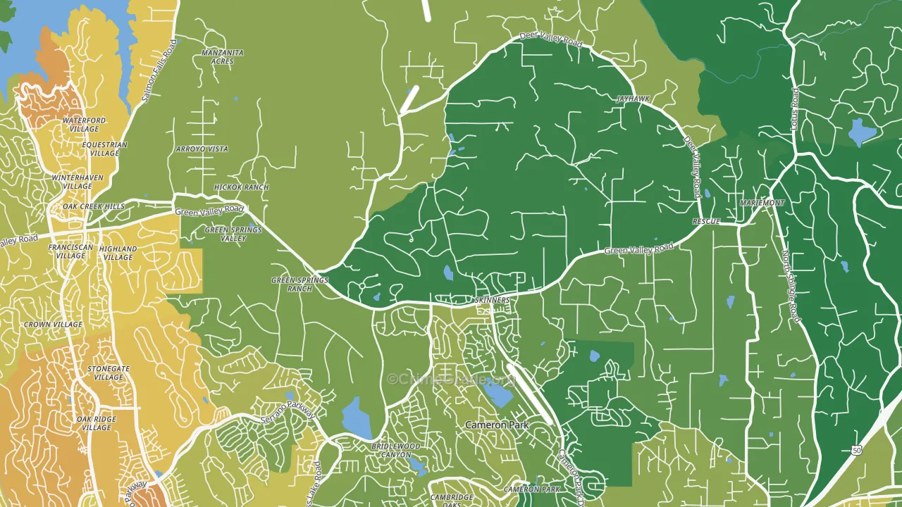 Rescue, CA Map of Murder Rates