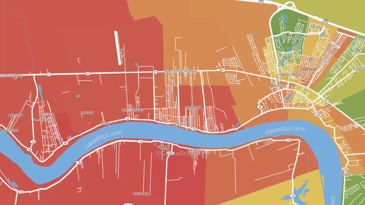 Reserve, LA Map of Murder Rates