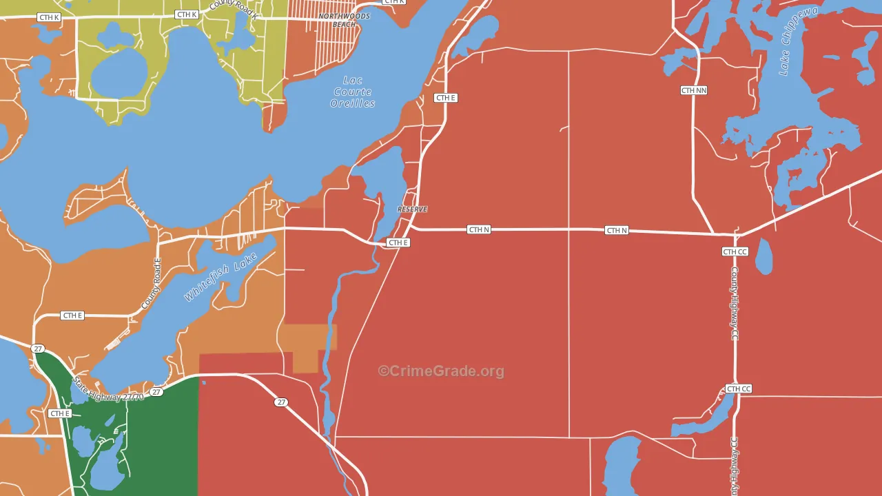 Reserve, WI Map of Murder Rates