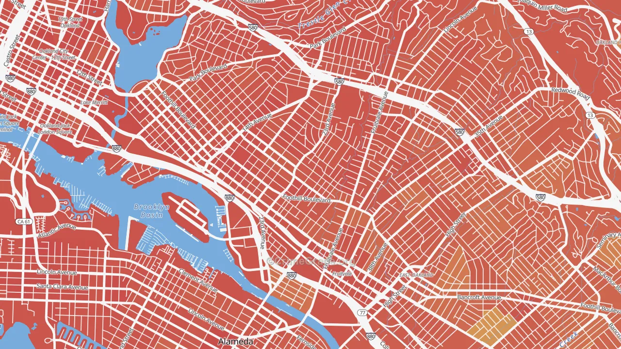Reservoir Hills, Oakland, CA Map of Murder Rates