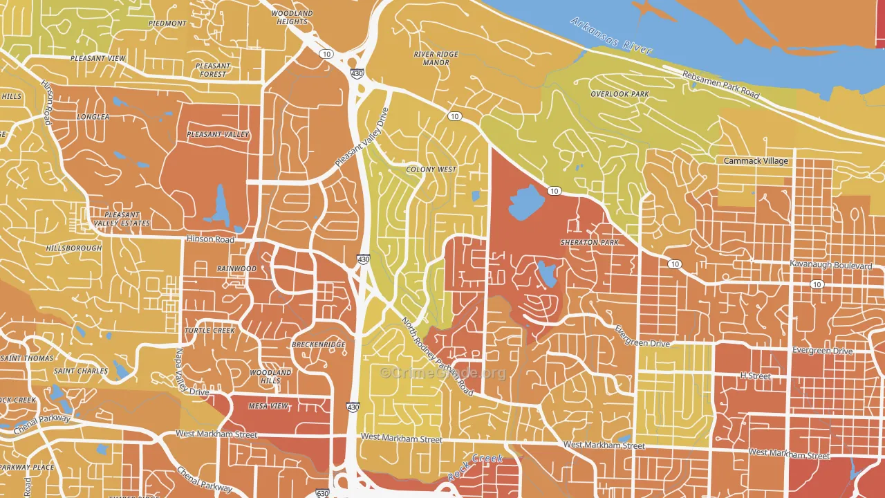 Reservoir, Little Rock, AR Map of Murder Rates