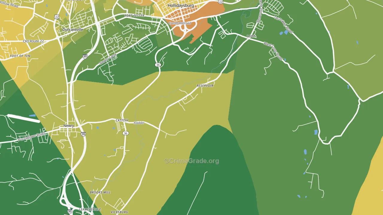Reservoir, PA Map of Murder Rates