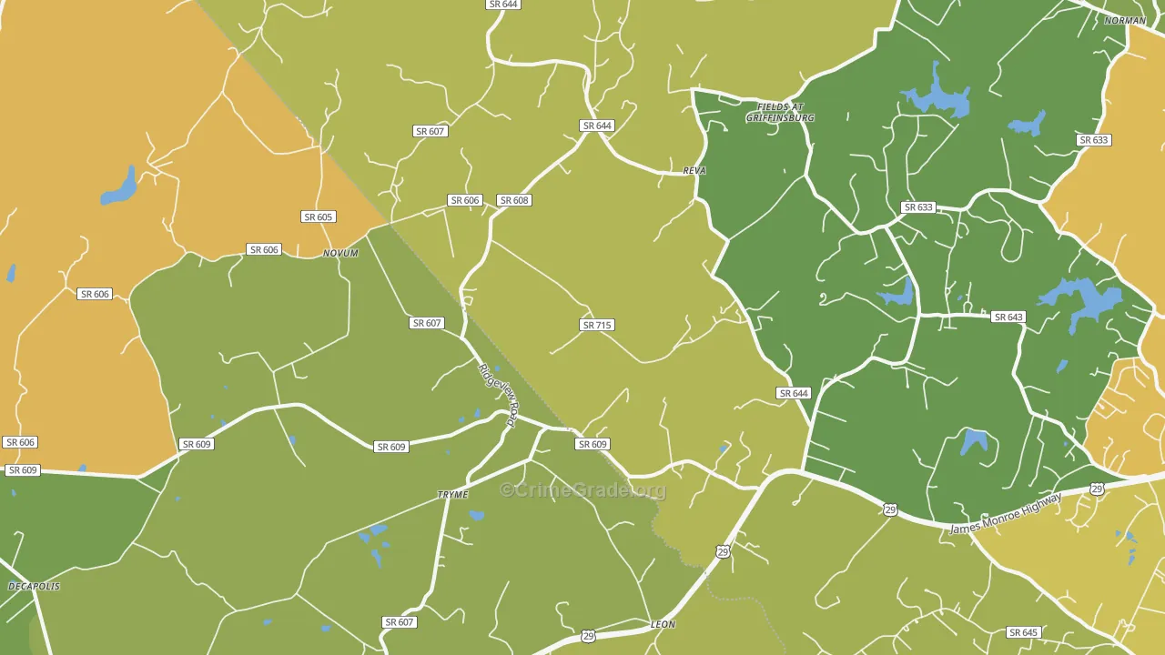 Reva, VA Map of Murder Rates