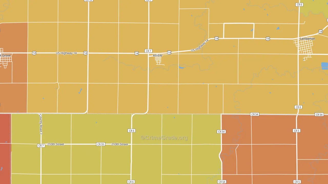 Revere, MN Map of Murder Rates