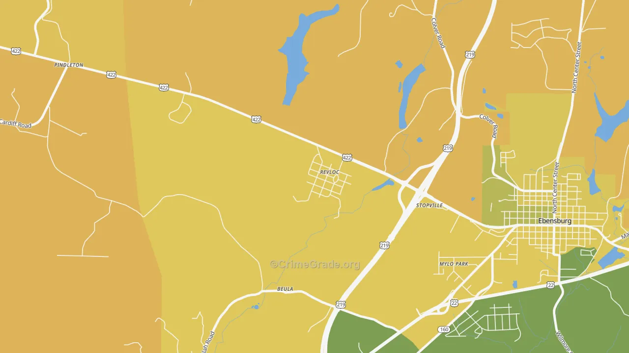 Revloc, PA Map of Murder Rates