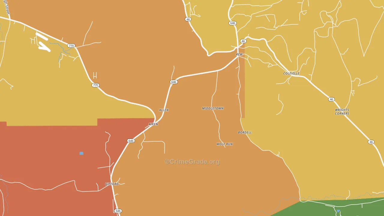 Rew, PA Map of Murder Rates