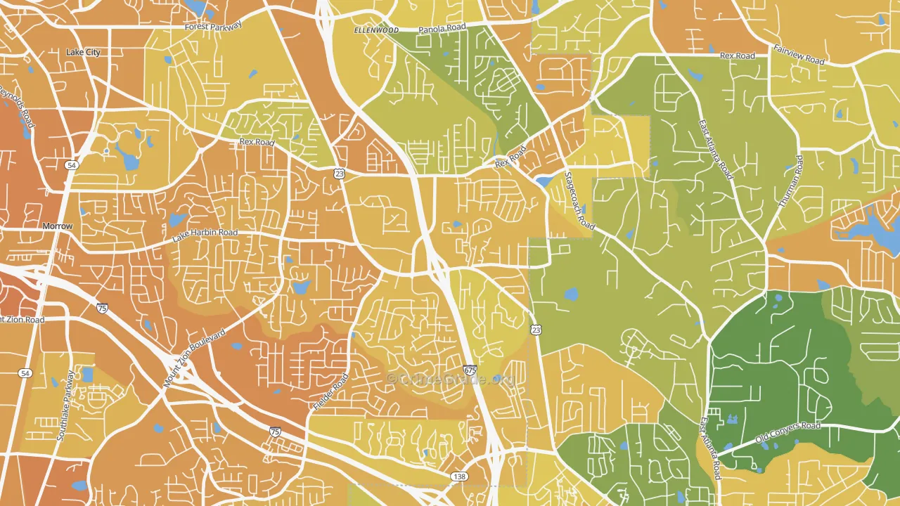 Rex, GA Map of Murder Rates