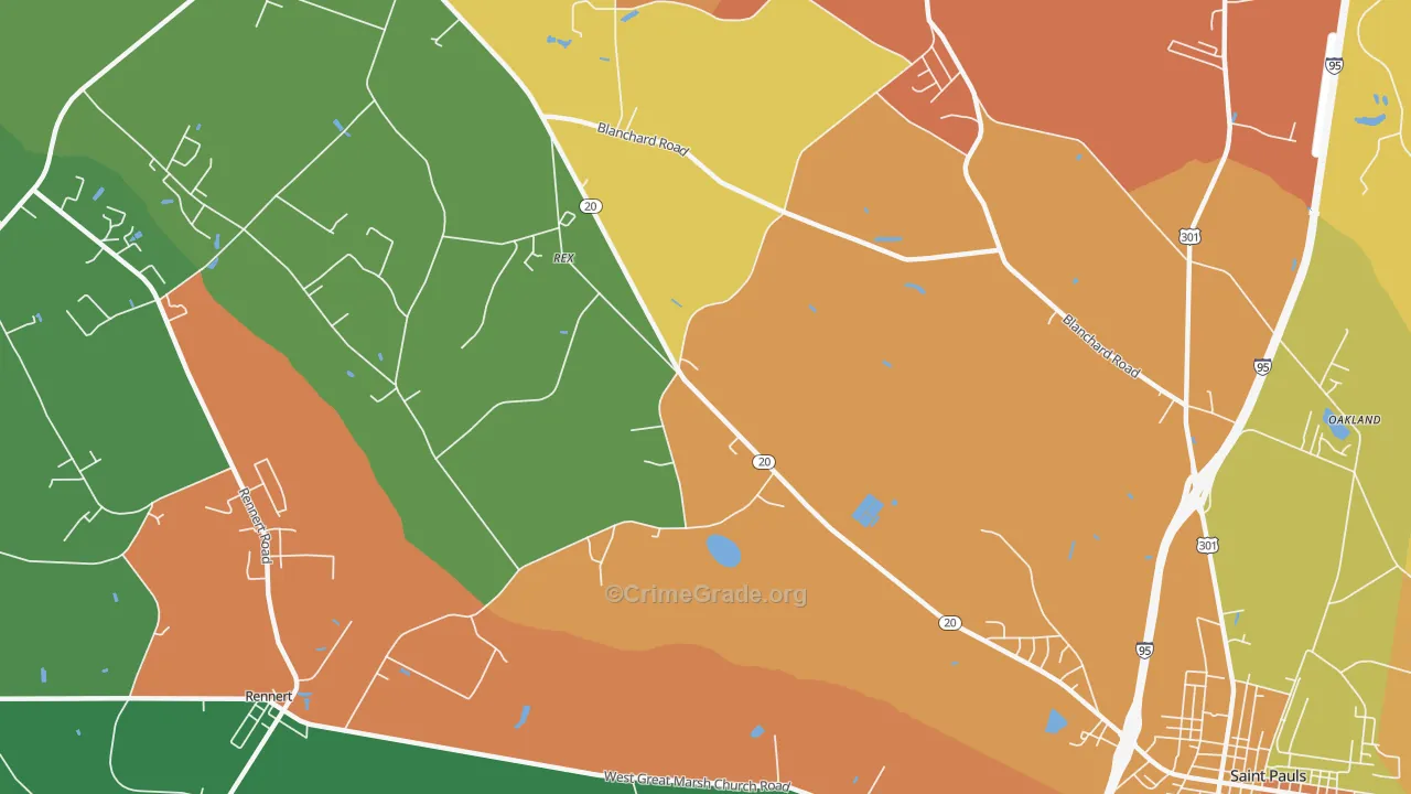 Rex, NC Map of Murder Rates