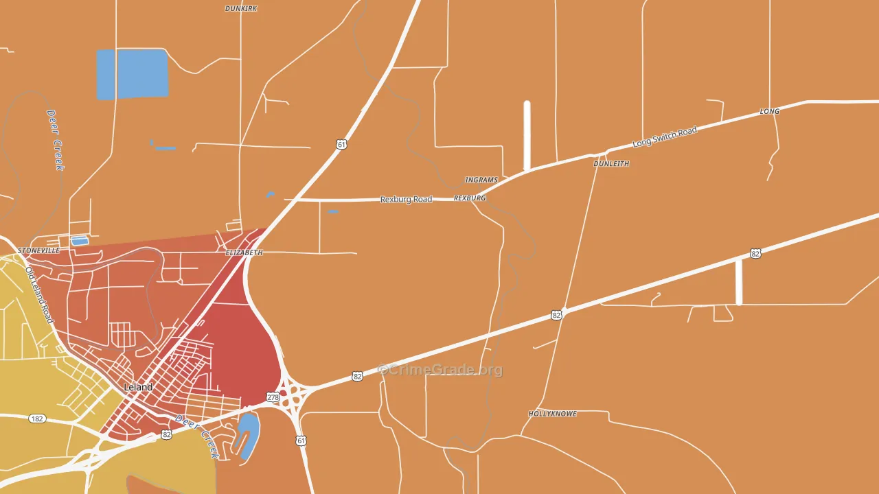 Rexburg, MS Map of Murder Rates