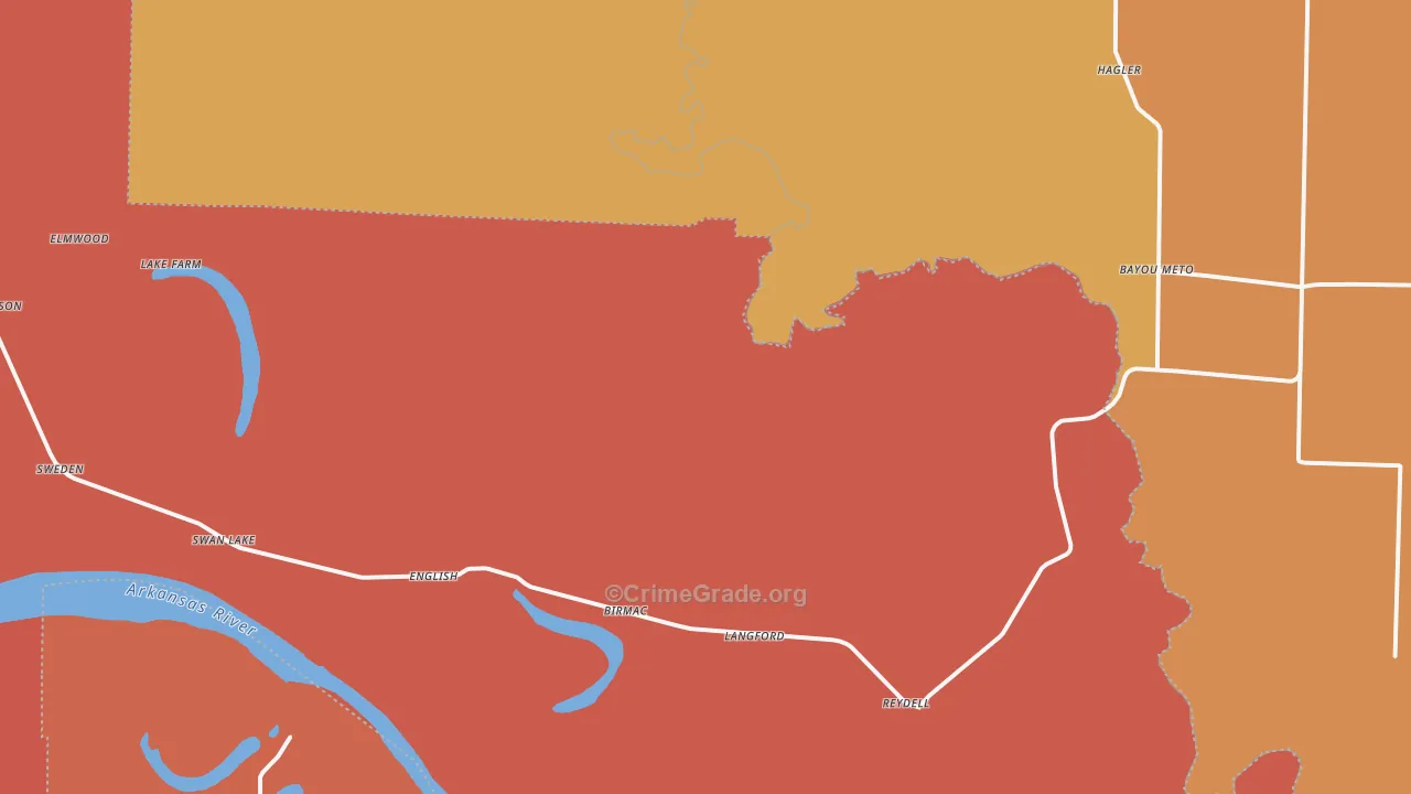 Reydell, AR Map of Murder Rates