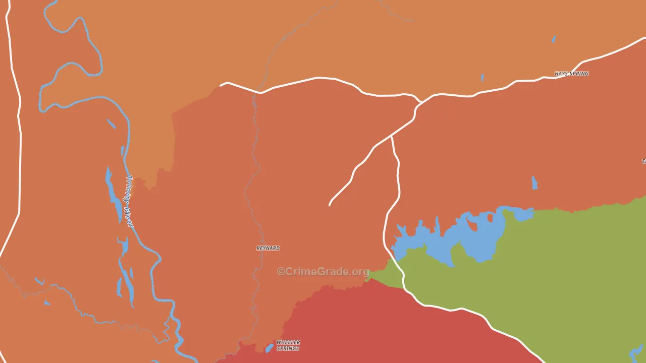 Reynard, TX Map of Murder Rates