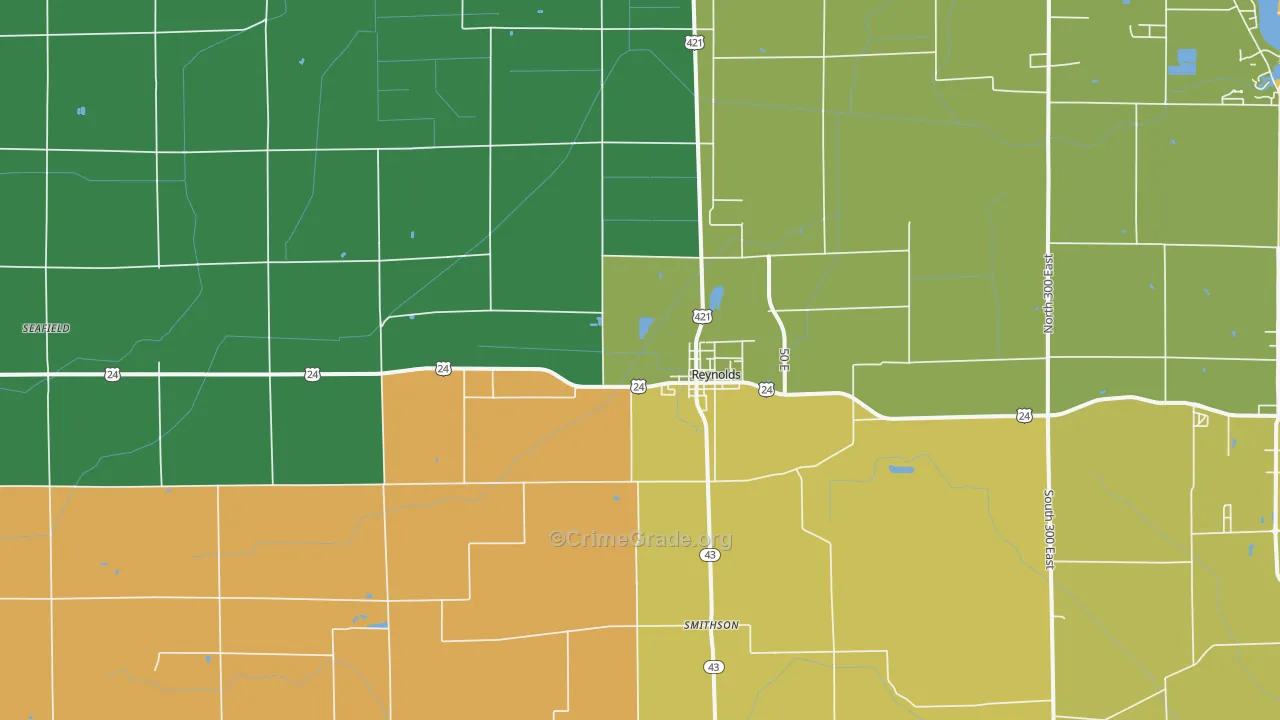 Reynolds, IN Map of Murder Rates