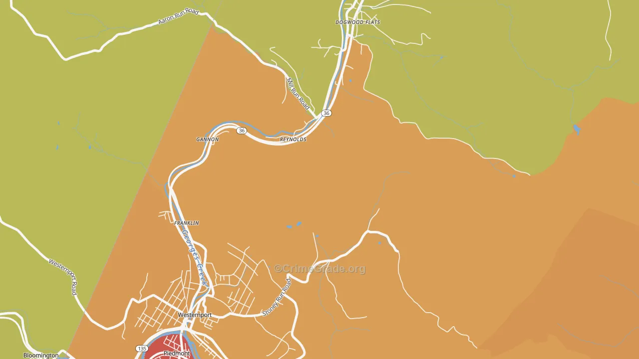 Reynolds, MD Map of Murder Rates