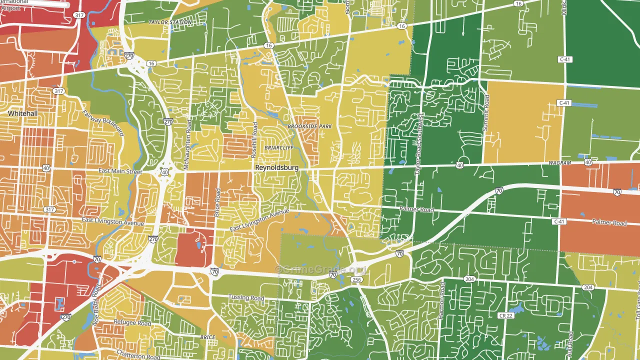 Reynoldsburg, OH Map of Murder Rates