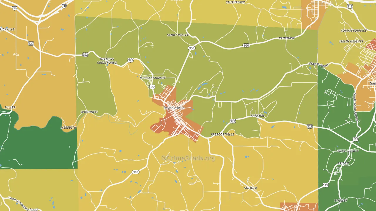 Reynoldsville, PA Map of Murder Rates