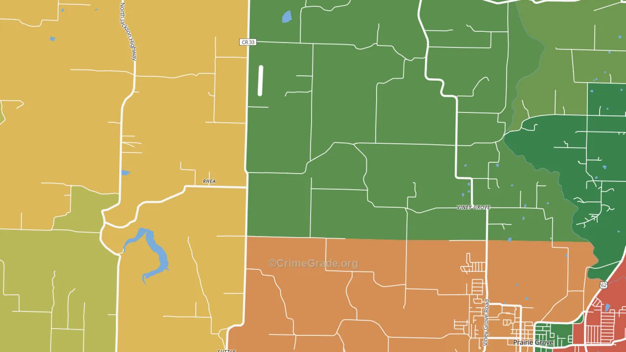 Rhea, AR Map of Murder Rates