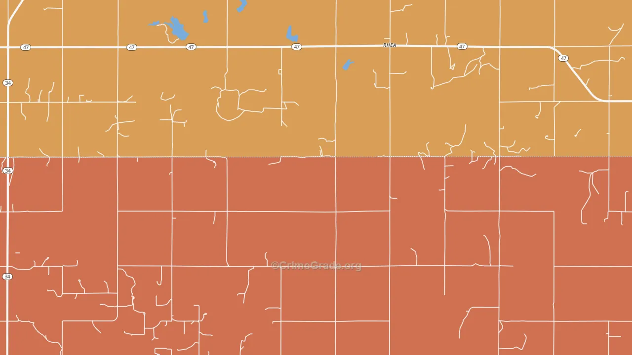 Rhea, OK Map of Murder Rates