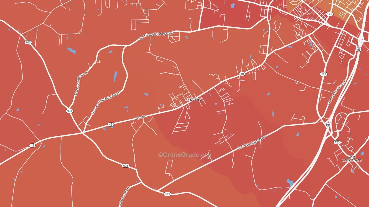 Rheasville, NC Map of Murder Rates