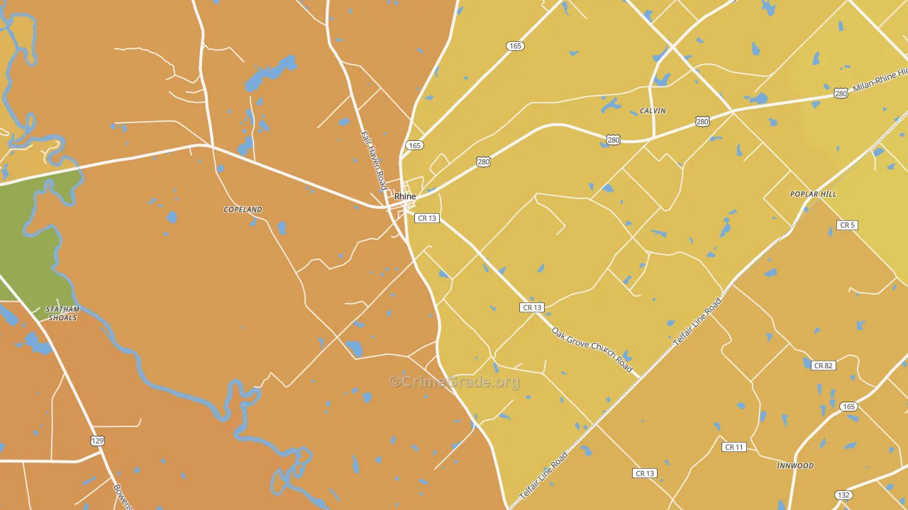 Rhine, GA Map of Murder Rates