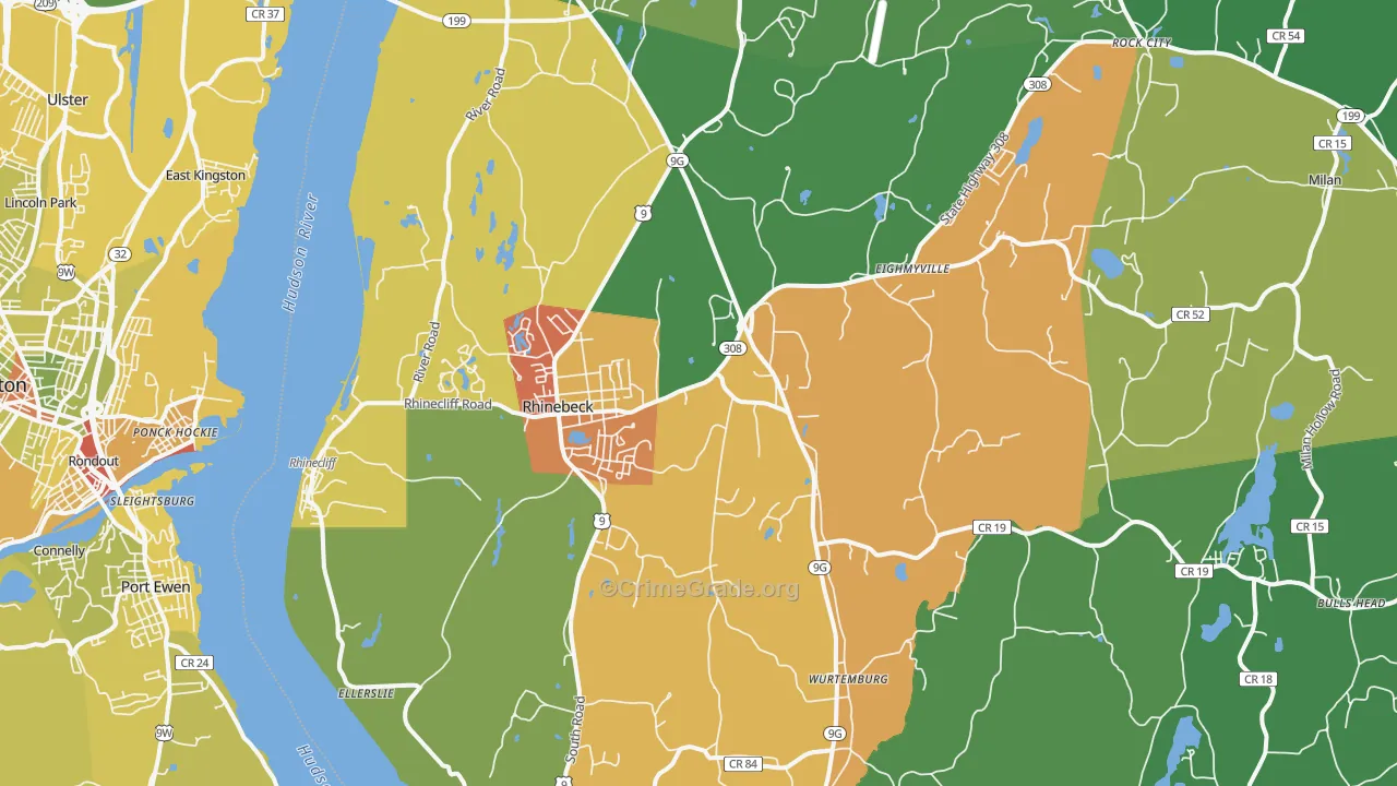 Rhinebeck, NY Map of Murder Rates