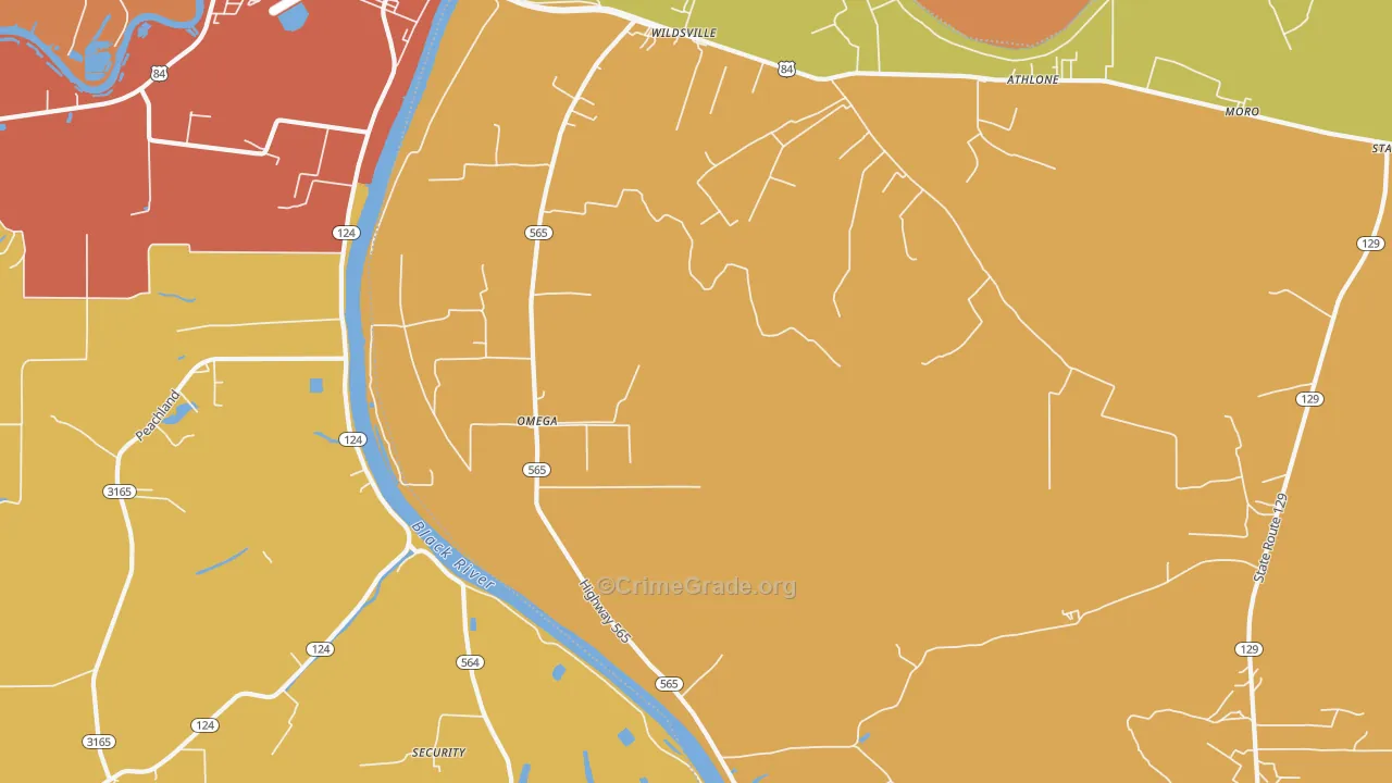 Rhinehart, LA Map of Murder Rates