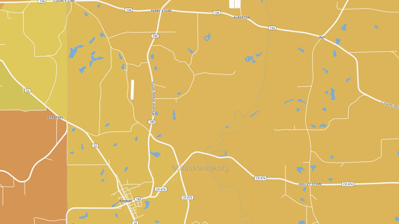 Rhoades, AL Map of Murder Rates